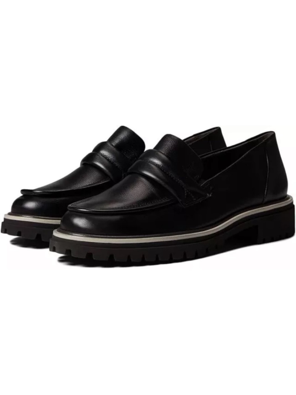 Paul Green Nico Slip On Chunky Loafer Black Leather Rubber Lug Sole 8UK 10.5US